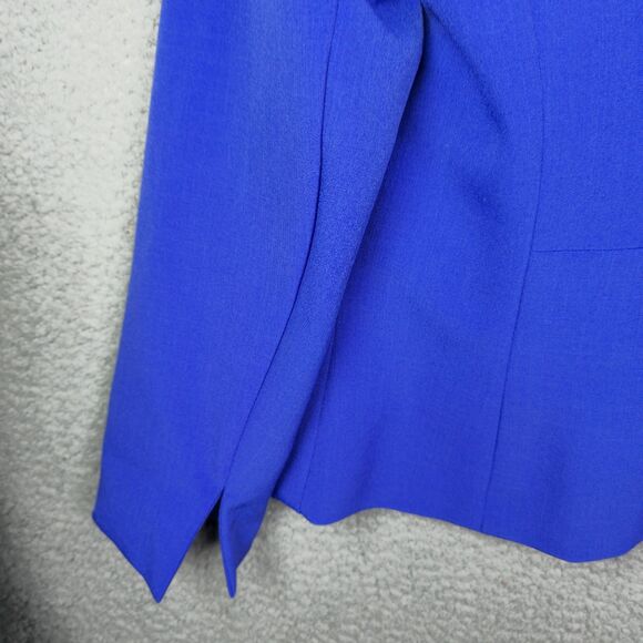 Kasper Cobalt Blue Collarless Blazer Jacket 10 Tailored Stretch Statement Classy - Picture 10 of 11